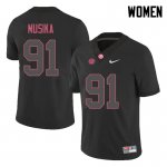 NCAA Women's Alabama Crimson Tide #91 Tevita Musika Stitched College 2018 Nike Authentic Black Football Jersey TU17W81WO